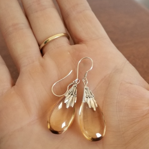 Last 1! Sterling silver lemon drop quartz earrings - Picture 4 of 8